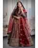 Red and green velvet heavy work lehenga