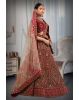 Dark purple multi color embroidery lehenga