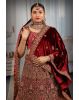 Dark purple multi color embroidery lehenga