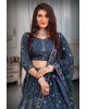 Blue silver lace & sequins work lehenga