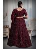 Wine zarkan & beads work lehenga