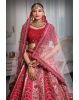 Dark pink &  light pink heavy embroidery velvet lehenga