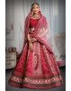 Dark pink &  light pink heavy embroidery velvet lehenga