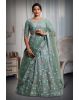 Cadet blue sequins & beads work lehenga