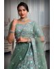 Cadet blue sequins & beads work lehenga