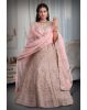 Peach  Jarkan stone net lehenga
