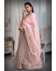 Peach  Jarkan stone net lehenga