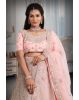 Peach  Jarkan stone net lehenga