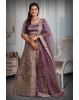 Violet golden embroidery & jarkan ston ework lehenga