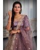 Violet golden embroidery & jarkan ston ework lehenga