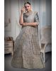 Gray jarkan stone golden thread work velvet lehenga