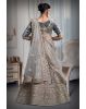 Gray jarkan stone golden thread work velvet lehenga