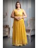 Yellow Colour Sleeveless Lehenga With Detailed Sequin Work Jarkan Work And Embroidery Yellow Color Dupatta