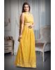 Yellow Colour Sleeveless Lehenga With Detailed Sequin Work Jarkan Work And Embroidery Yellow Color Dupatta