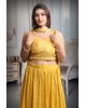 Yellow Colour Sleeveless Lehenga With Detailed Sequin Work Jarkan Work And Embroidery Yellow Color Dupatta