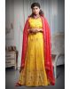 Cut Beads Handworked Yellow Lehenga Skirt With Minimal Design Blouse And Handworked Red Dupatta