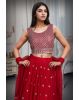 Minimalist Rani Pink Georgette Lehenga Embellished With Sequin Work