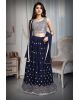 Minimalist Navy Blue Georgette Lehenga Embellished With Sequin Work