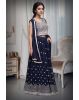 Minimalist Navy Blue Georgette Lehenga Embellished With Sequin Work