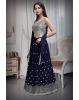 Minimalist Navy Blue Georgette Lehenga Embellished With Sequin Work