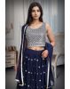 Minimalist Navy Blue Georgette Lehenga Embellished With Sequin Work