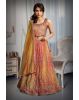 Orange And Yellow Ombre Shaded Lehenga With Heavy Embelishment Of Threadworks