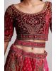 Rani Pink Colour Heavy Embroidery Jarkan Work  Velvet Lehenga