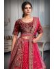 Rani Pink Colour Heavy Embroidery Jarkan Work  Velvet Lehenga