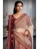 Maroon And Ivory Heavy Embroidered Velvet Lehenga With Maroon Blouse And Double Dupattas