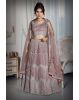 Burnt Mauve Heavy Stone Worked Bridal Lehenga