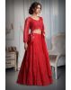Cherry Red Heavy Beads Worked Bridal Lehenga