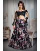 Black Pre Wedding Lehenga With Floral Embellishment All over the Skirt