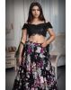 Black Pre Wedding Lehenga With Floral Embellishment All over the Skirt