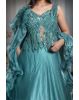 Cyan Blue Tissue Silk Lehenga With Heavy Stone Worked Blouse And Ruffle skirt