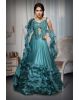 Cyan Blue Tissue Silk Lehenga With Heavy Stone Worked Blouse And Ruffle skirt