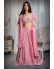 Dark Peach Georgette  Heavy Worked Lehenga With Same Colour Blouse and Dupatta