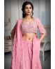 Dark Peach Georgette  Heavy Worked Lehenga With Same Colour Blouse and Dupatta
