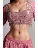 Dark Peach Georgette  Heavy Worked Lehenga With Same Colour Blouse and Dupatta