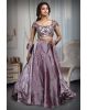 Lilac Tissue Silk Lehenga With Heavy Stone Worked Blouse , Plain Skirt And Ruffle Dupatta