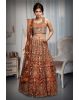 Burnt Orange Heavy Embellished Lehenga With Mirror Work And Stone Work Detailing