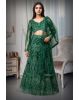 Bottle Green Crop Top Lehenga With Heavy Stonework And Threadwork