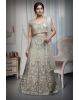 Beige Colour Crop Top Lehenga With Heavy Detailed Skirt With Floral Designs And Sleeveless Blouse