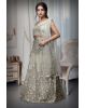 Beige Colour Crop Top Lehenga With Heavy Detailed Skirt With Floral Designs And Sleeveless Blouse