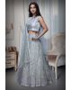 Pastel Blue Net Lehenga With Threadwork And Stone Work Details And Same Colour Dupatta
