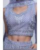 Light Lilac Heavy Stone Work Embellished Crop Top Lehenga With Same Colour Dupatta