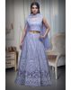 Light Lilac Heavy Stone Work Embellished Crop Top Lehenga With Same Colour Dupatta