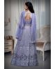 Light Lilac Heavy Stone Work Embellished Crop Top Lehenga With Same Colour Dupatta