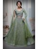 Olive Green Pre Wedding Lehenga With Net Extended Cape Sleeve