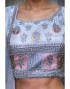 White Faux Georgette Lehenga With Light Peach Applique Details And Embroidery
