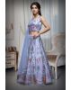 White Faux Georgette Lehenga With Light Peach Applique Details And Embroidery